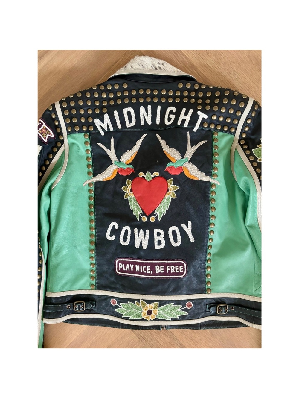 Double D Ranch Midnight Cowboy studded Embroidered Leather
Biker Jacket RTL 1295 - Picture 8 of 12